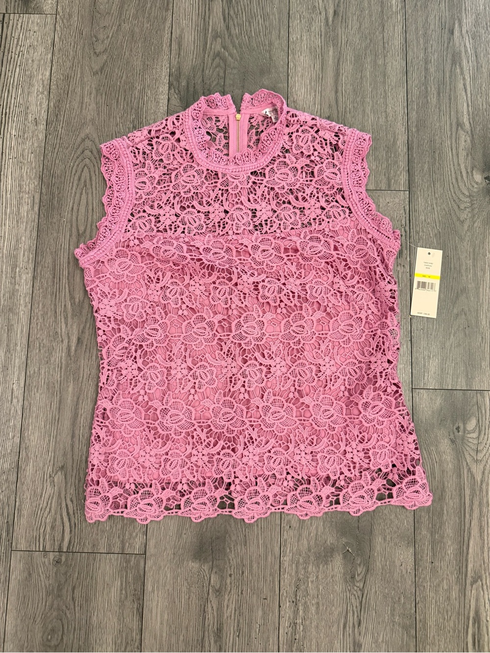 Nanette Lepore Pink Lace Crochet Chateau Rose Women Medium Shirt NWT